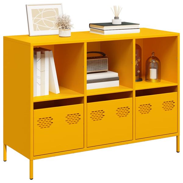 vidaXL Komoda horčicovožltá 101,5x39x73,5 cm oceľ valcovaná za studena