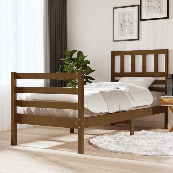vidaXL Posteľný rám medový masívne drevo 75x190 cm malé jednolôžko