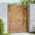 vidaXL Záhradná brána 100x150 cm, oceľ Corten, dizajn s trávou