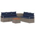 vidaXL Sada pohoviek 8 ks Šedá a námornícká modrá Poly ratan a oceľ