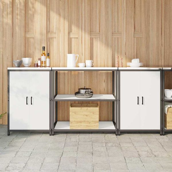 vidaXL Kuchynský úložný set HATTEM 3 pcs Biela Studený valcovaný oceľ