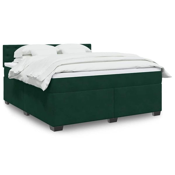 vidaXL Posteľný rám boxsping s matracom tmavozelený 180x200 cm zamat