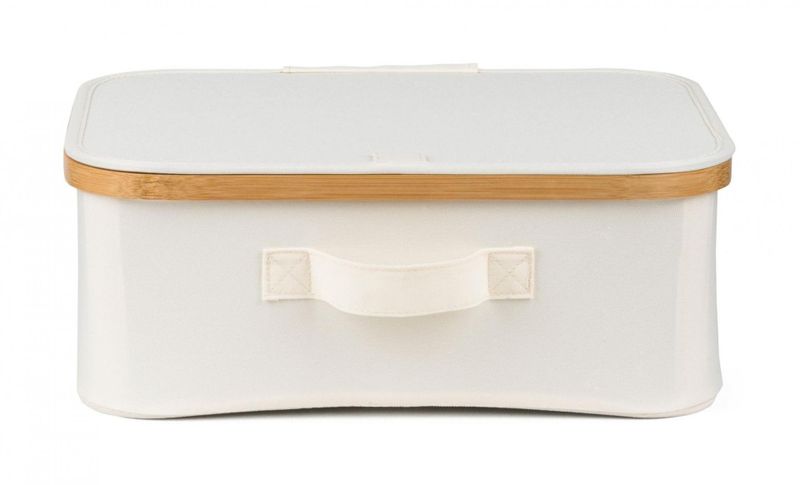 Úložný box G21 40 x 30 x 15 cm, bambusový s vekom, béžový