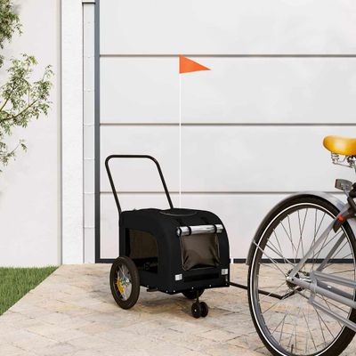 vidaXL Vozík za bicykel pre domáce zvieratá Čierna 125 x 53 x 54 cm