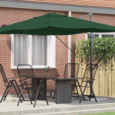 vidaXL Slnečník 351 x 250 x 260 cm Polyester a hliník Zelená
