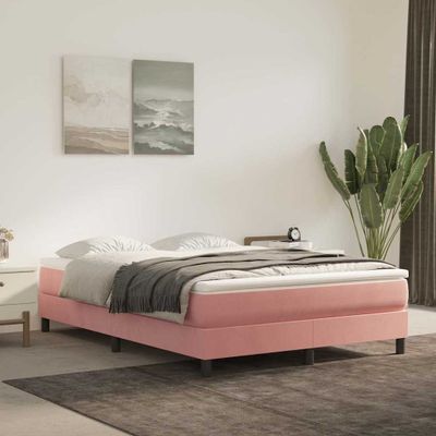 vidaXL Posteľný rám s boxspringom ružový 140x200 cm zamat