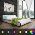 vidaXL Posteľ s matracom, LED, biela, umelá koža 180x200 cm