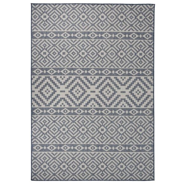 vidaXL Vonkajší koberec s plochým tkaním 160x230 cm modrý vzorovaný