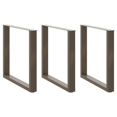 vidaXL Nohy k jedálenskému stolu v tvare U, 3 ks, prírodná oceľ, 80 x (72-73) cm, oceľ