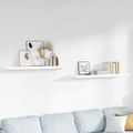 vidaXL Plávajúce nástenné police 2ks, lesklé biele 120x23,5x3,8cm, MDF