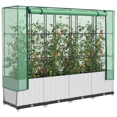 vidaXL Záhon s krytom na skleník ratanový vzhľad 160x40x138 cm