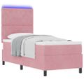 vidaXL LED box s pružinami s matracmi Ružová 80 x 200 cm Zamat