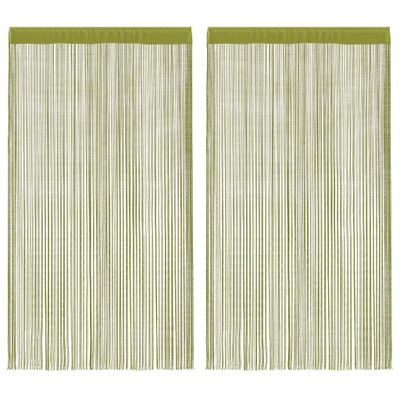 vidaXL Šnúrkový záves, 2 ks, 140x250 cm, zelený