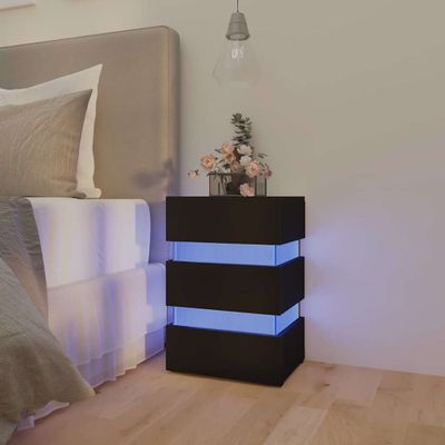 vidaXL Nočný stolík s LED, čierny 45x35x67 cm, kompozitné drevo