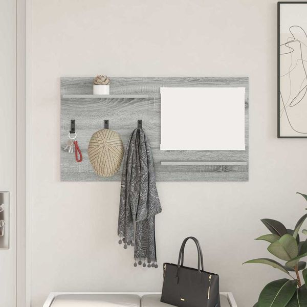 vidaXL Vešiak na stenu Sivý Sonoma 90 x 10 x 50 cm Kompozitné drevo