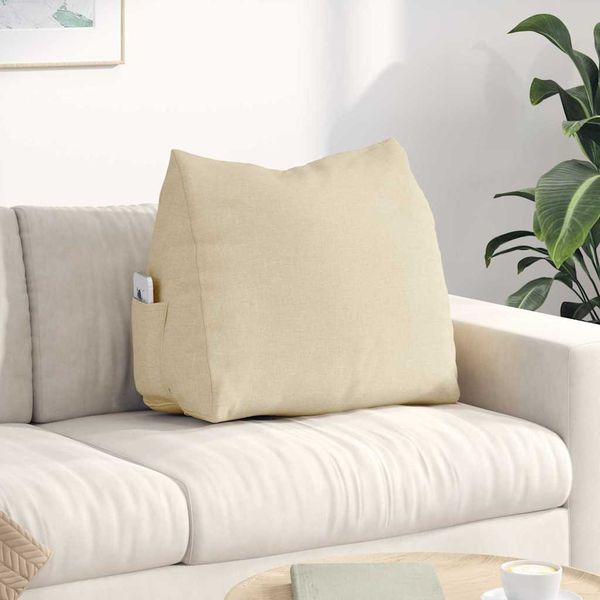 vidaXL Poduška na chrbát Krémová 60 x 20 x 50 cm látka