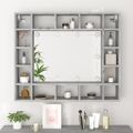 vidaXL Zrkadlová skrinka s LED sivá sonoma 91x15x76,5 cm