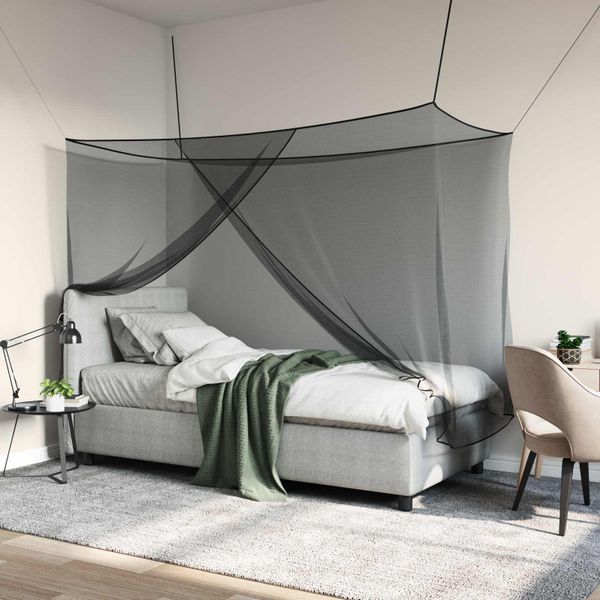 vidaXL Sieť proti komárom na posteľ 156 sieť 3 pcs Čierna Polyester