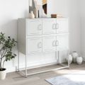 vidaXL Komoda biela 100,5x39x107 cm oceľ