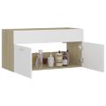 vidaXL Skrinka pod umývadlo biela+sonoma 90x38,5x46cm kompozitné drevo