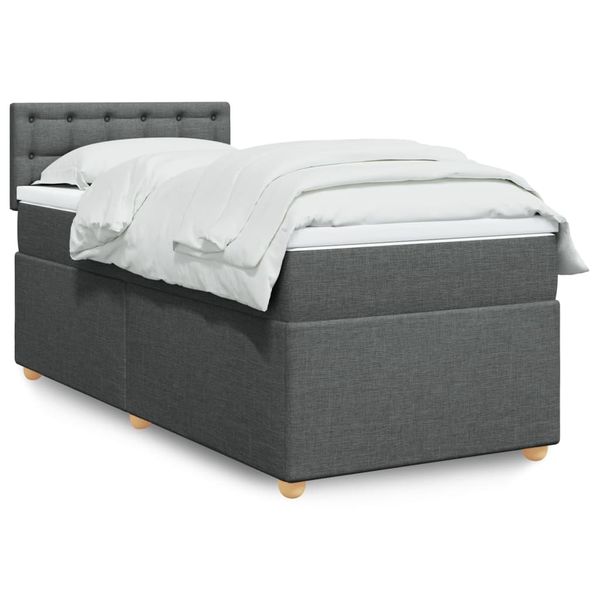 vidaXL Boxspring posteľ s matracom tmavosivá 90x200 cm látka