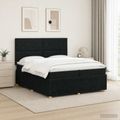 vidaXL LED boxspring posteľ s matracom Čierna 200 x 200 cm Látka