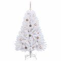 vidaXL Umelý Sklápací Vianočný Stromček LED Biela 80 x 80 x 150 cm