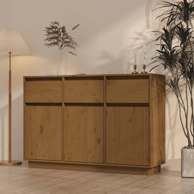 vidaXL Komoda medovo-hnedá 111x36x75 cm borovicový masív