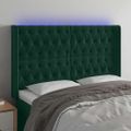 vidaXL Čelo postele s LED tmavozelené 147x16x118/128 cm zamat