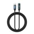 Kábel BWOO USB-C Lightning 1m 27W s LED displejom, pletený, čierny