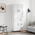 vidaXL Vysoká skrinka lesklá biela 69,5x34x180 cm spracované drevo