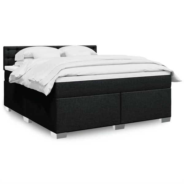 vidaXL Posteľný rám boxspring s matracom čierny 180x200 cm látka