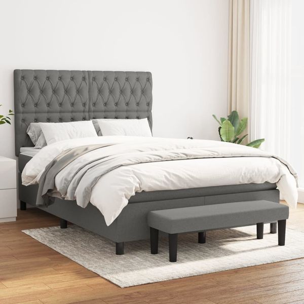 vidaXL Boxspring posteľ s matracom tmavosivá 140x200 cm látka