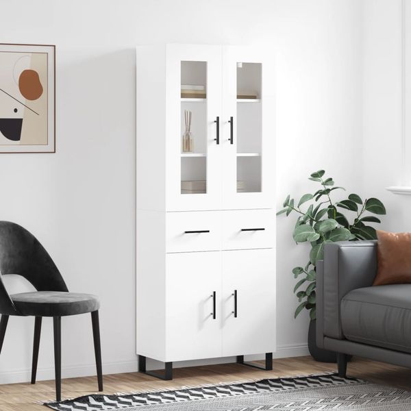 vidaXL Vysoká skrinka lesklá biela 69,5x34x180 cm spracované drevo