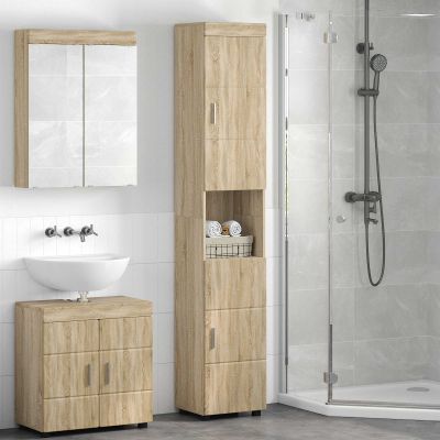 vidaXL Set kabinetov do kúpeľne TULUM Sonoma dub 37 x 31,5 x 203 cm