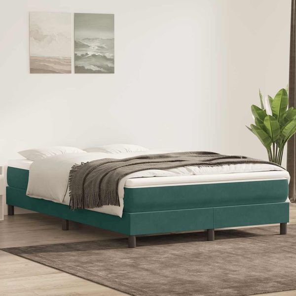 vidaXL Posteľný rám boxsping s matracom tmavozelený 160x210 cm zamat