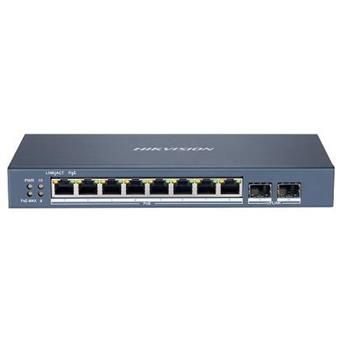 Hikvision Smart managed switch 8x Gb PoE + 2x Gb SFP Uplink, 110W, Super PoE - dosah až 300 m