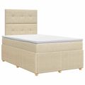 vidaXL Posteľ boxspring s matracom Krémová 120 x 190 cm Látka