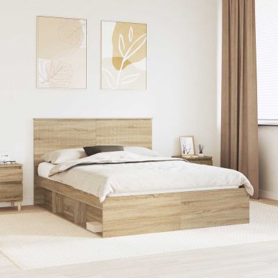 vidaXL Rám postele Sonoma dub 150 x 200 cm Masívne borovicové drevo