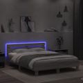 vidaXL Posteľný rám s čelom a LED sivý sonoma 140x200 cm
