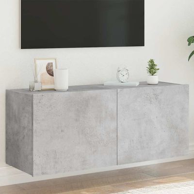 vidaXL TV nástenná skrinka s LED svetlami betónovo sivá 100x35x41 cm