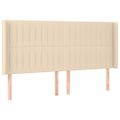 vidaXL Čelo postele s LED krémové 183x16x118/128 cm látka