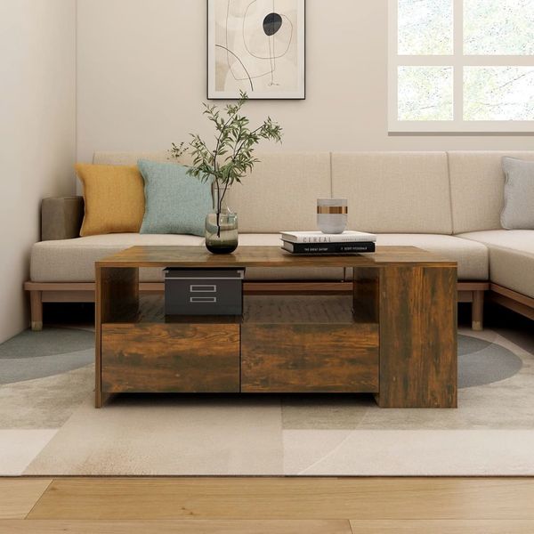 vidaXL Konferenčný stolík dymový dub 102x55x42 cm kompozitné drevo