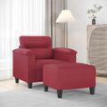 vidaXL Kreslo s podnožkou vínovo-červené 60 cm umelá koža