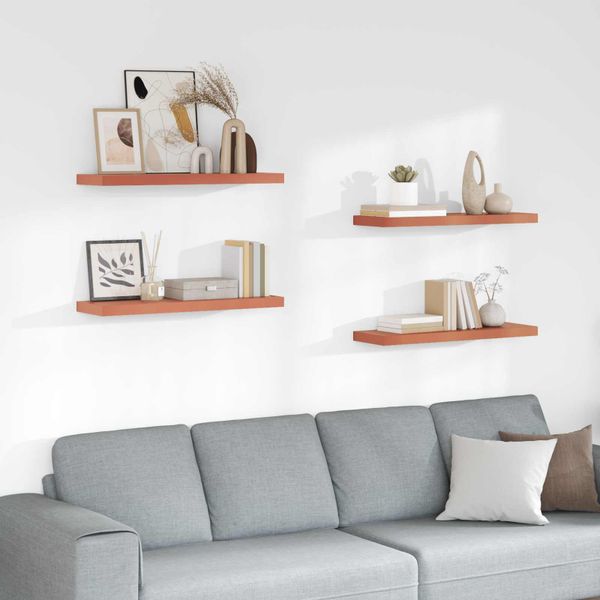 vidaXL Stenná polica 4 pcs Červená 80 x 23,5 x 4 cm Kompozitné drevo