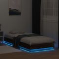 vidaXL Posteľný rám s LED svetlami hnedý dub 100x200 cm
