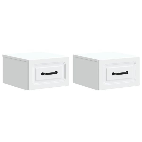 vidaXL Nástenná nočná skrinka Nástenný 2 pcs Biela 34,5 x 33 x 20 cm
