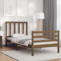 vidaXL Posteľný rám s čelom medovohnedý 90x200 cm masívne drevo
