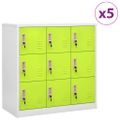 vidaXL Uzamykacie skrinky 5 ks bledosivé a zelené 90x45x92,5 cm oceľové