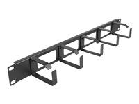 Stojanový panel na usporiadanie káblov - čierna - 1U - 19"